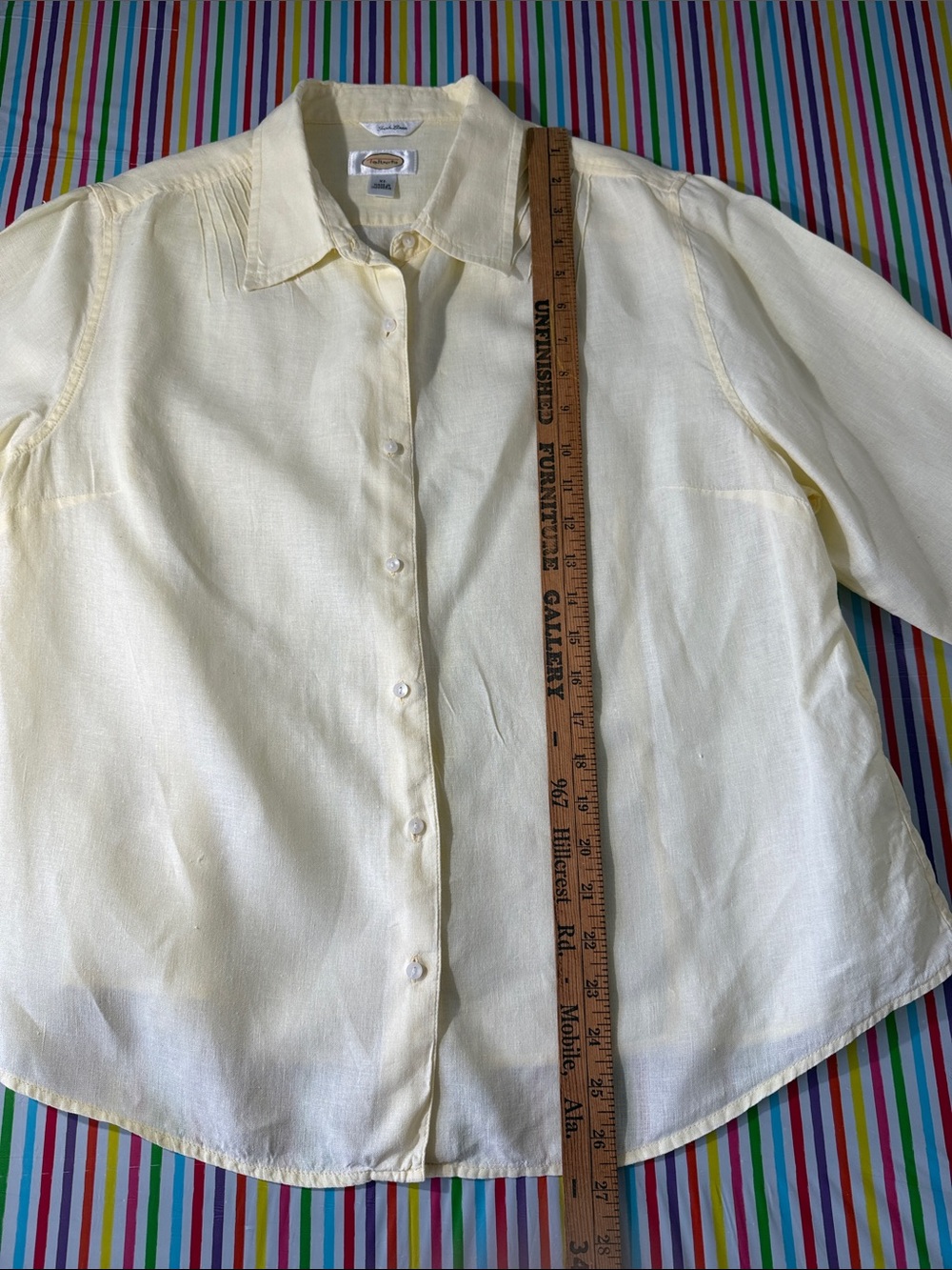 Talbots Soft Lemon Button-Up Collared Blouse - Picture 7 of 12